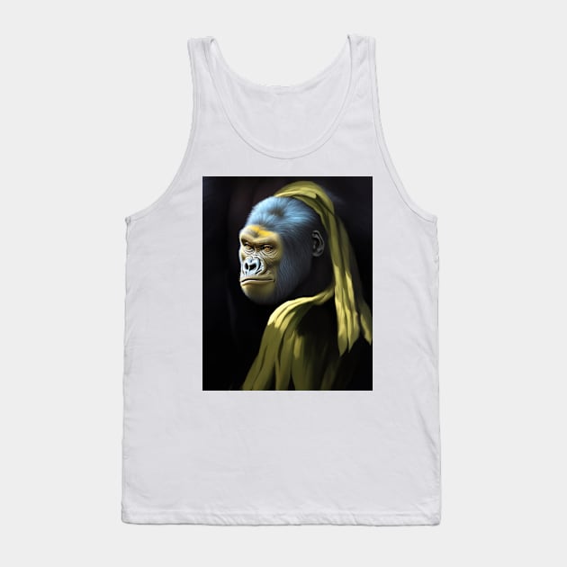 A gorilla who wanted to be 'Girl with a Pearl Earring' Tank Top by CRAZYMAN